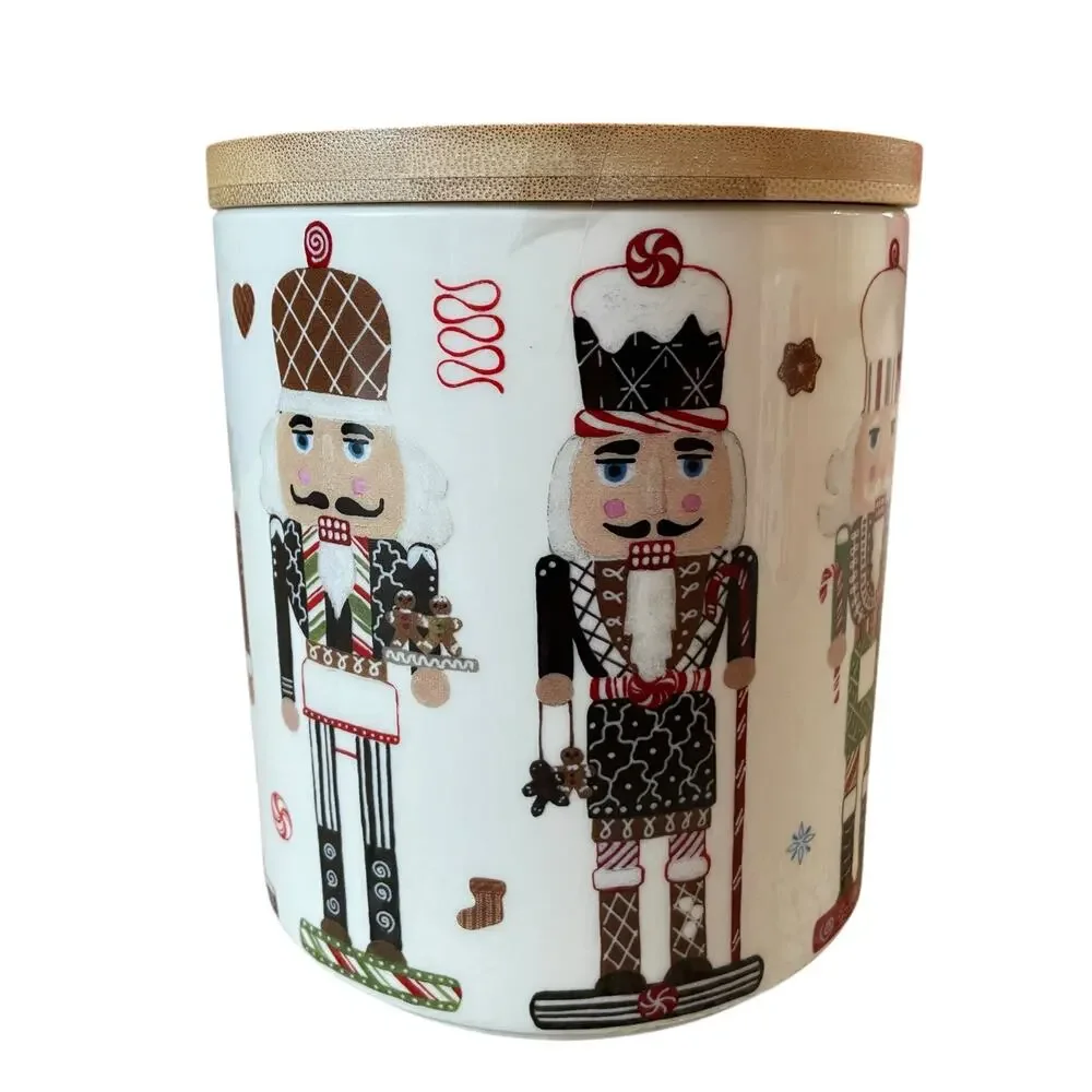 Grace Teaware Christmas NUTCRACKER Ceramic Canister w/ Wood Lid 6